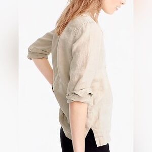J.CREW Baird McNutt Irish Linen Popover Oatmeal Size 2 EUC